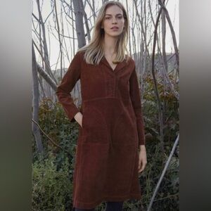 Poetry Rich Brown Hemp Blend Corduroy Dress